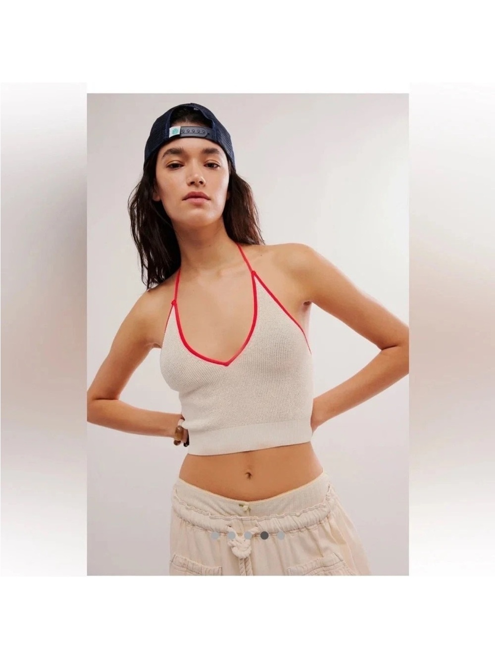 Free People "Out And About" Solid Halter Top in the Tofu Combo